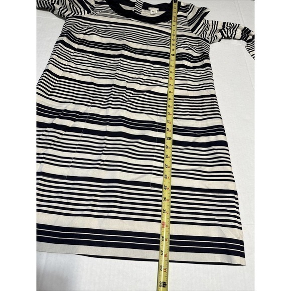 J.Crew Silk Twill Black Beige and Black Stripe Dress W/ Front Pockets, size 8 - Picture 14 of 15